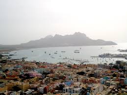 View of downtown Mindelo en Baia do Porto Grande, Sao Vicente